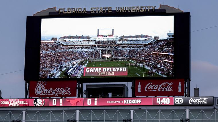 FSU vs. SMU Delayed with Power Outage, Check Out Photos, Videos of Doak Campbell Stadium